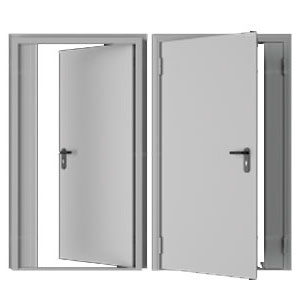 Дверь DoorHan/1150/2050/Техническая/двухств./глухая/глад./глад./RAL7035/лев./угл. рама, DTG/1150/2050/7035/L/N
