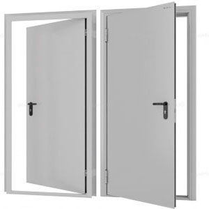 Дверь DoorHan/880/2050/Техническая/одност./глухая/глад./глад./RAL7035/лев./угл. рама, DTG/880/2050/7035/L/N